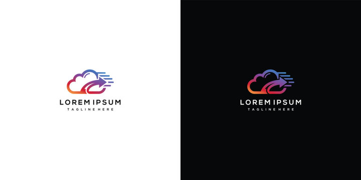 Abstract Cloud Logo with Speed Lines