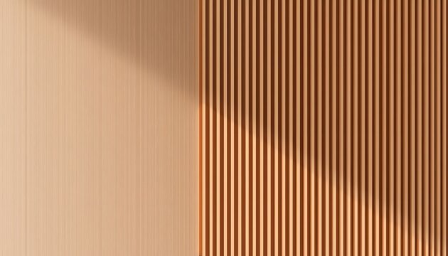 Modern fluted wooden panel with clean minimalist copy space