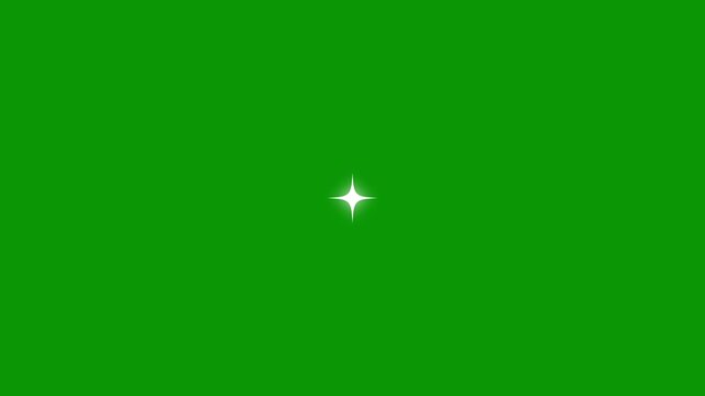 Sparkling white cartoon stars blinking animation on green screen background, flat vector doodles with glowing twinkle shine effect, transparent festive overlay 4k