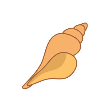 Stylized Orange Spiral Seashell Icon for Tropical Ocean and Beach Design
