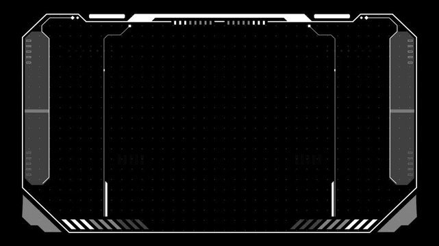 Minimal white futuristic frame mockup featuring clean flat design, thin geometric lines, subtle animation, and modern HUD-inspired elements. Perfect for presentations, motion graphics, video overlays,