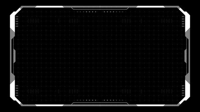Modern flat-style interface frame with white outlines, smooth motion, minimalist composition, and transparent display area. Ideal for corporate videos, UI design, product showcases, digital presentati