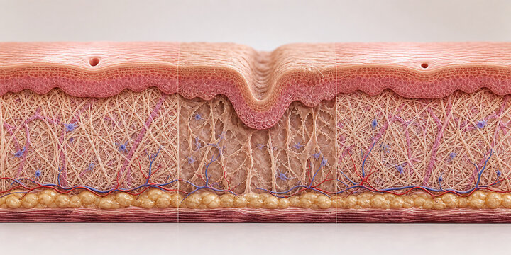 Skin Aging And Rejuvenation Dermis Timeline Illustration