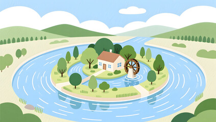 Obraz premium Ecological home island background design