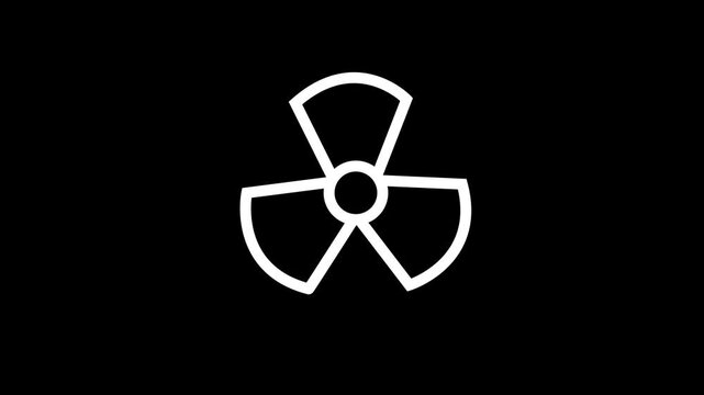 White Radiation Symbol on Black Background hazard danger