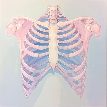 Colorful Human Ribcage Anatomy Illustration.