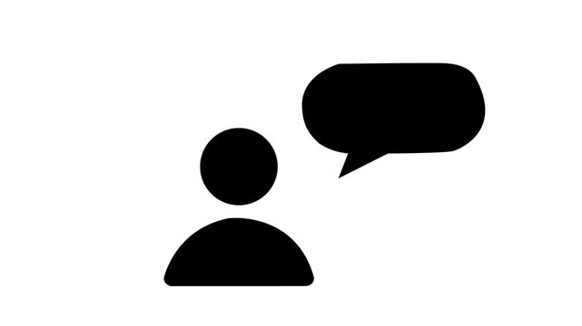 Black Person Icon With Speech Bubble On White Background talk communication