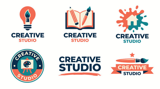 An inspiring collection of 'Creative Studio' logos perfect for artistic ventures, showcasing vibrant visuals that appeal to imagination and creativity for various design projects.