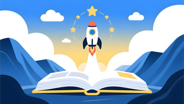 Book rocket education background design