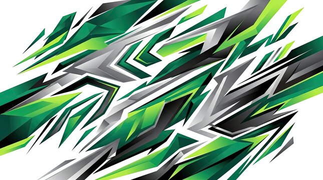 Green and gray aggressive racing livery pattern.