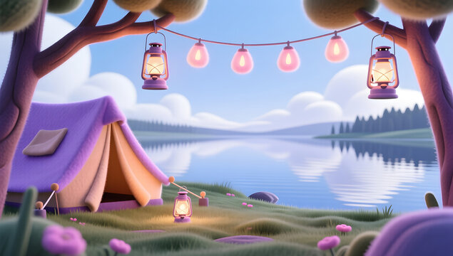 camping lanterns outdoor camping travel illustration background