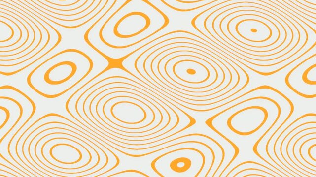 Abstract geometric pattern with vibrant orange concentric fluid wave lines on a light gray background