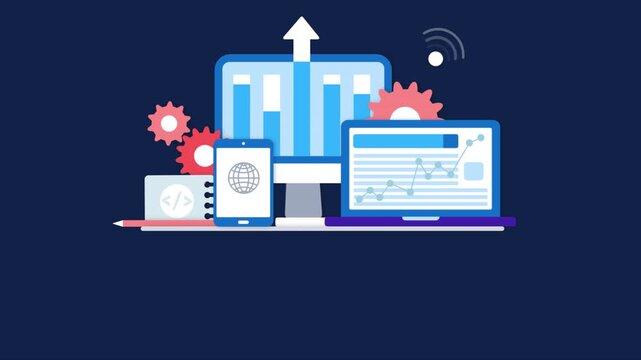 Digital Business Analytics and Data Growth Concept Illustration.