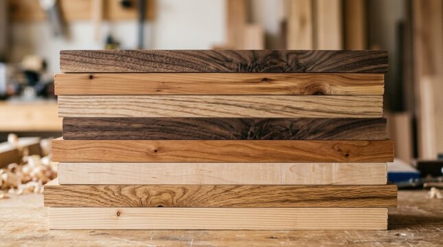 Close-up of colorful wooden planks in a horizontal Samples laminate flooring varying wood tones