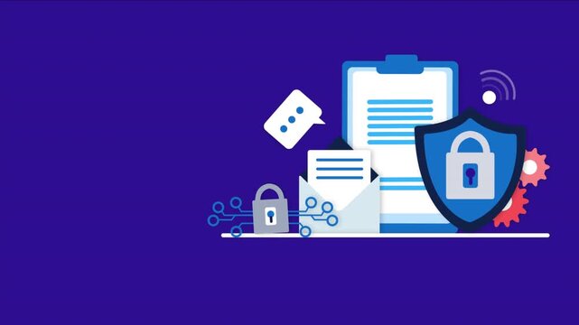 Digital data security and privacy protection concept with email and shield.