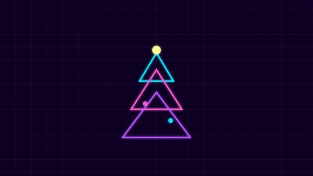Retro Futurism Christmas 2026 Neon Robot and Tree Animation