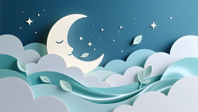 Moon cloud sleep wellness background