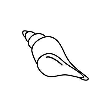 Minimalist Black and White Spiral Seashell Line Art Outline Icon
