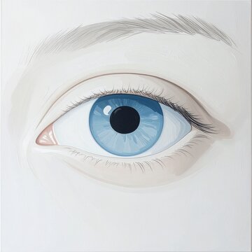 Close up illustration of a bright blue human eye.