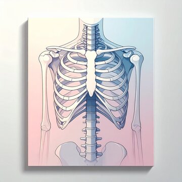 Colorful Human Skeleton Anatomy Art Illustration.