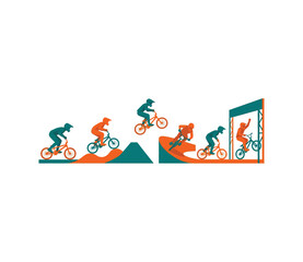 Fototapeta premium BMX Racing Sequence Vector Illustration and Competition Track