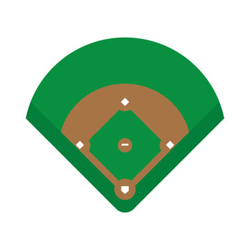 Minimalist baseball field diamond overhead view icon