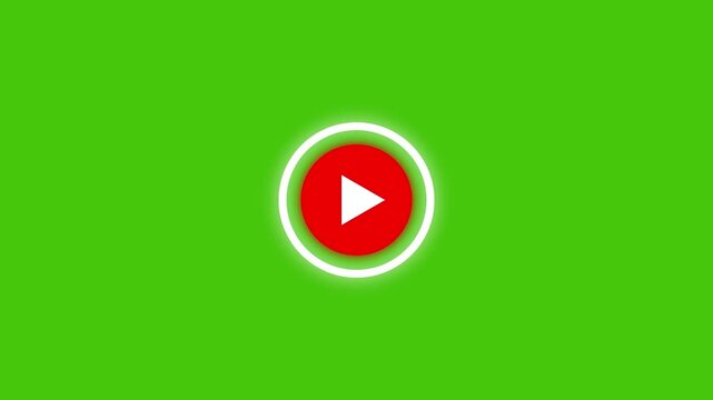 play button video animation on green screen.Play button animation for social media 4k animation.