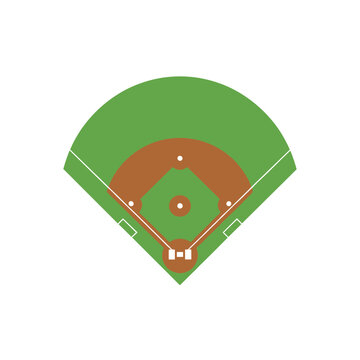 Baseball field diamond layout with green grass and dirt infield