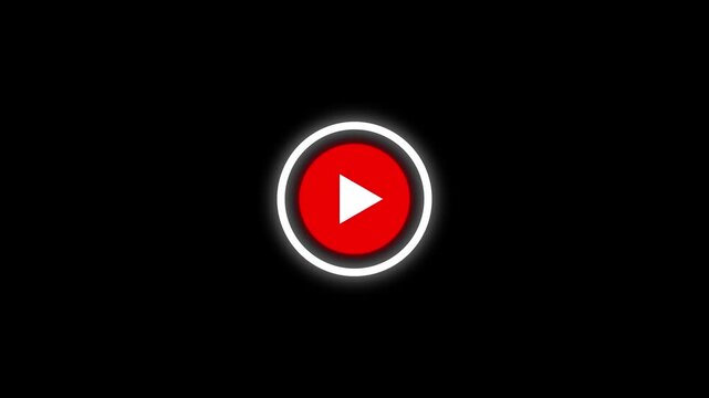 play button video animation on black screen.Play button animation for social media 4k animation.