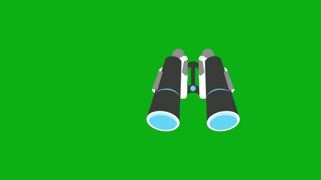 Binoculars observation green screen chromakey background 2d animated cartoon animation vision distance travel scouting tool concept icon loops smoothly on chroma key