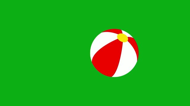 Beachball toy game green screen chromakey background 2d animated cartoon animation summer play fun sport water activity concept icon loops smoothly on chroma key