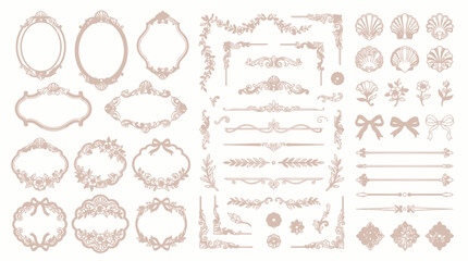 Fototapeta premium Elegant Decorative Frames, Borders, and Ornaments - Rose Gold & Blush Tones
