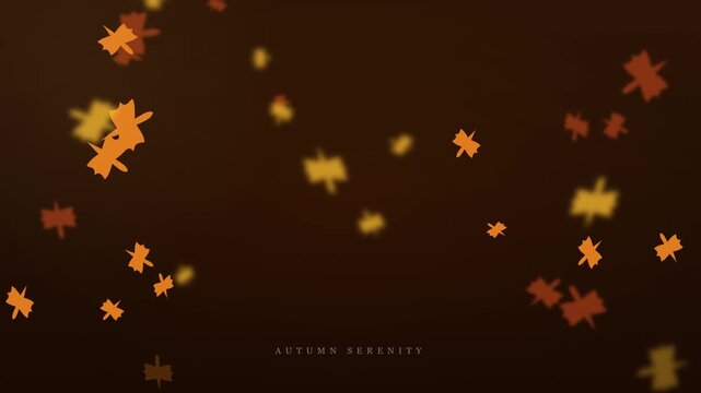 Abstract autumn leaves floating in dark minimalist digital background for modern branding