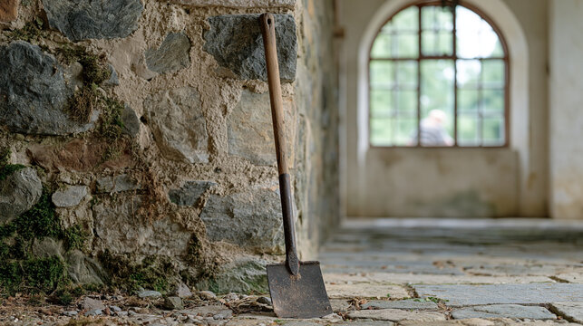 A single ancient hedgelaying tool rests  4