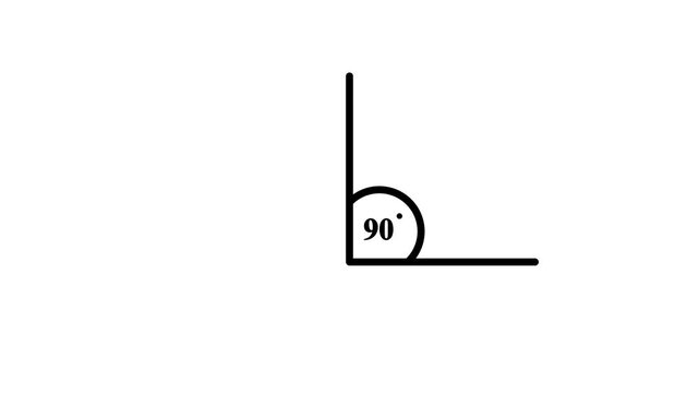 90 Degree Right Angle Geometry Icon with Measurement Symbol Isolated on white Background