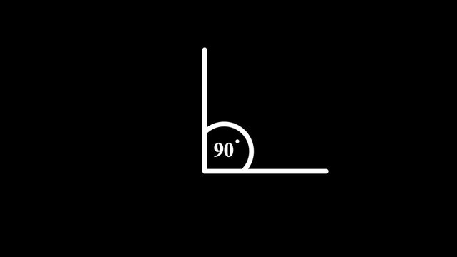 90 Degree Right Angle Geometry Icon with Measurement Symbol Isolated on Black Background.