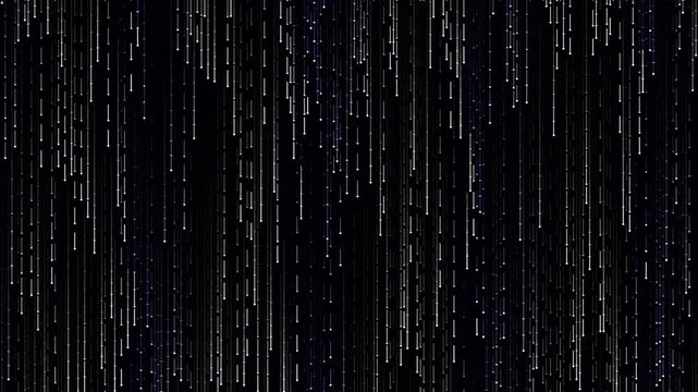 Digital matrix rain background with falling vertical white code lines representing futuristic technology and data streams