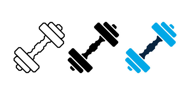 Set of dumbbell icons, gym equipment, fitness vector illustration