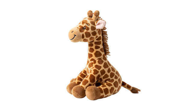 Plush giraffe toy stuffed animal cute isolated on transparent background