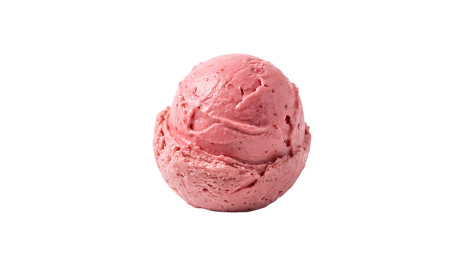 Strawberry ice cream scoop isolated on transparent background