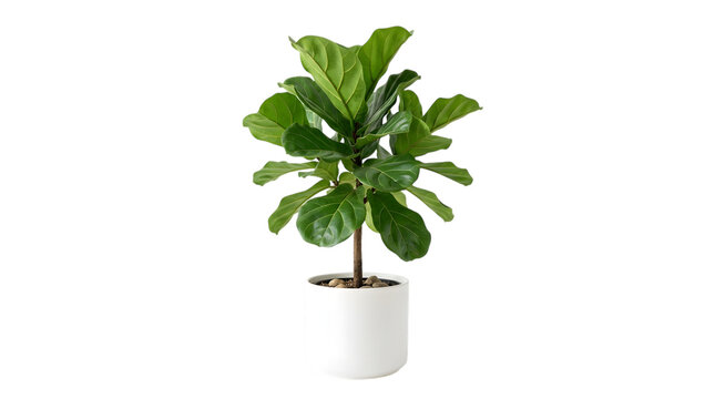 Fiddle leaf fig plant pot isolated on transparent background
