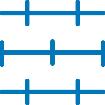 Set of blue timeline lines with cross mark vectors