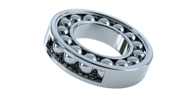 Shiny metal ball bearing with multiple spheres, isolated on transparent background