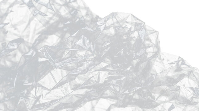 Crumpled Transparent Plastic Bags Close-Up Against Black Background