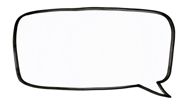 Hand drawn black speech bubble with empty space, isolated on transparent background