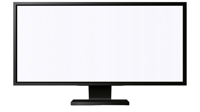 Modern flat screen computer monitor with black bezel, isolated on transparent background