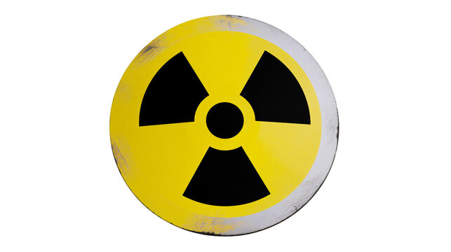 Yellow and black radiation hazard symbol, isolated on transparent background