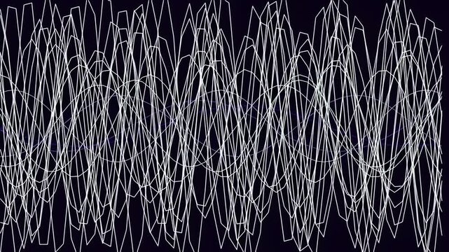 Abstract sound wave signal frequency line pattern visualization on dark background for audio technology concept
