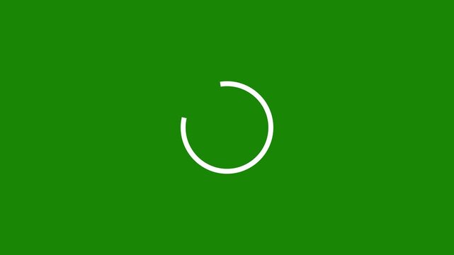 Minimalist white circular loading progress bar spinner buffering icon animated line element on  Green background for website UI UX design system motion graphics vfx overlay