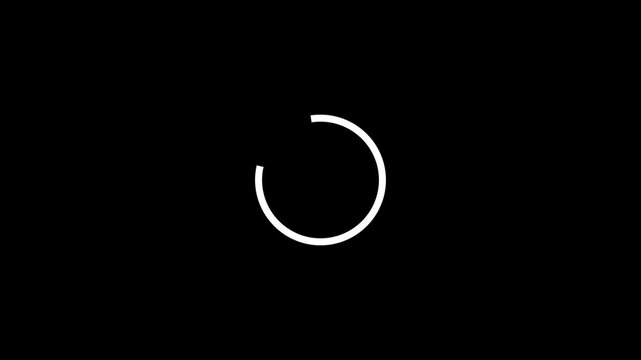 Minimalist white circular loading progress bar spinner buffering icon animated line element on Black background for website UI UX design system motion graphics vfx overlay